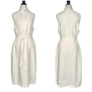 Tahari | Women | 100% Linen Tan Neutral Lagenlook Belted Sheath Dress | Size XL